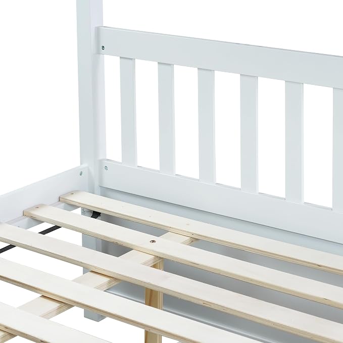 Bellemave Full Over Full Bunk Bed with Trundle,Convertible Bunk Beds with Ladder & Safety Guardrails,Full Size Trundle Bunk Beds for Kids Girls Boys,White
