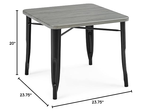 Delta Children Bistro Kids Play Table - Ideal for Arts & Crafts, Snack Time, Homeschooling, Homework & More, Black Metal/Grey Barnboard