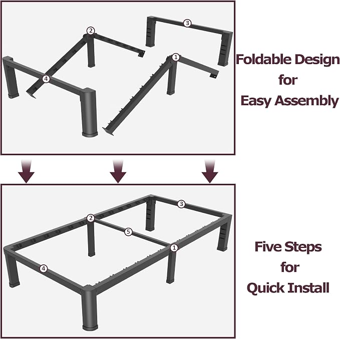Bilily 10 Inch Low Twin Bed Frame with Round Corner Legs,3500 LBS Heavy Duty Low Profile Twin Size Metal Platform, Steel Slats Support No Box Spring Needed Easy Assembly Noise-free for Kids Room,Black