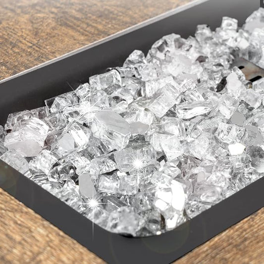 GASPRO 10 lbs Clear Fire Glass for Fire Pit Table, Reflective Gas Fireplace Glass Rocks, Gorgeous, 1/2 Inch