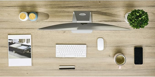 Kaboon Universal Tabletop 55"x27.5", Solid One-Piece Melamine Table Top, Double Desk L-Desk DIY, Home and Office Countertop, Oak