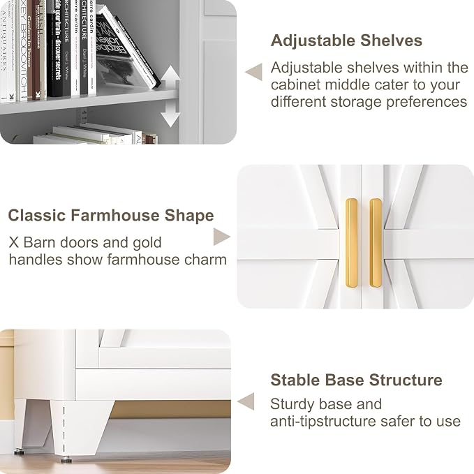Baborokic Metal Armoire Wardrobe Closet with Hanging Rod,71H Metal Cabinet with Doors and Shelves,Freestanding Farmhouse Bedroom Armoire Closet,Storage Cabinets for Bedroom,Office,Laundry Room(White)