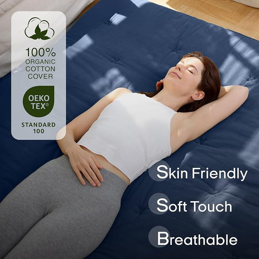 ZonLi Japanese Floor Futon Mattress Twin Size 75"x 39", 100% Cotton Cover 2.5'' Thicken Tatami Mattress, Foldable Sleeping Pad, Portable Dormitory Tatami Mat, Roll Up Floor Lounger Bed for Adult