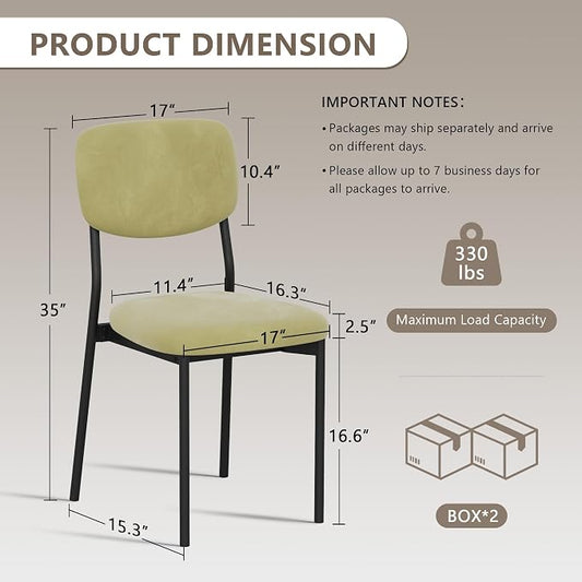Einhomn Upholstered Dining Chairs Set, Modern Stackable Dining Room Chairs with Soft Velvet Backrest, Kitchen Chairs with Sturdy Metal Legs for Living Room, Restaurant, Set of 6,Light Green