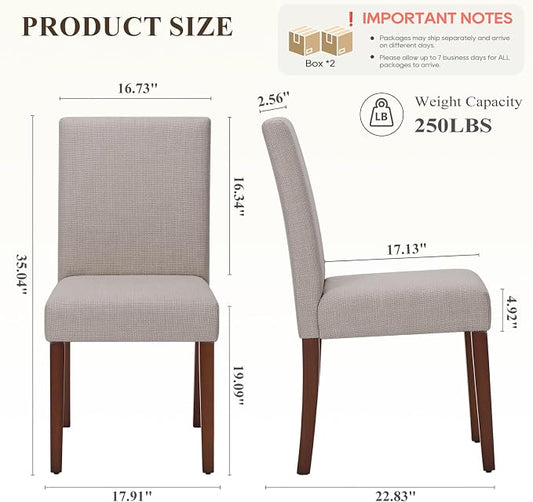 MALOL Upholstered Dining Chairs Set of 4, Modern Fabric Dining Room Chair, Wooden Dining Chair, Kitchen Side Chairs, Farmhouse Dinner Chair with High Back for Kitchen, Brown