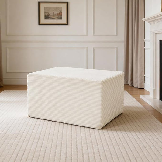 Ottoman for Cloud Sectional Boneless Couches Living Room, Modular Ottoman for Deep Seat Oversized Couch, Memory Foam Compressed Spineless Foot Rest for Bedroom Apartment Beige
