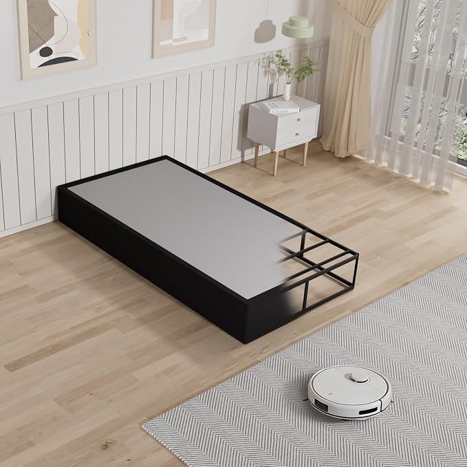 Tyndall 10 Inch Twin Box Spring, Heavy Duty Metal Box Spring for Twin Size Bed Mattress Foundation with Fabric Cover, Noise-Free, Non Slip, Easy Assembly