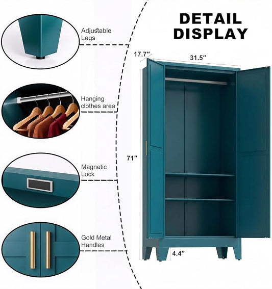 71" H Pantry Cabinet,Metal Storage Cabinets with Doors and Shelves,Tall Food Kitchen Cabinets,Farmhouse Kitchen Cabinet,Freestanding Cabinet
