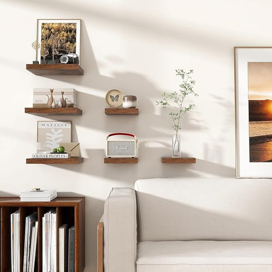 Vivelove 12" Deep Floating Shelves for Wall 12" Long, Wall Shelves for Living Room Bedroom Bathroom Kitchen Laundry Room, Farmhouse Rustic Shelves for Home Decor, 12" X 12" X 2" Set Of 2, Rustic Brown