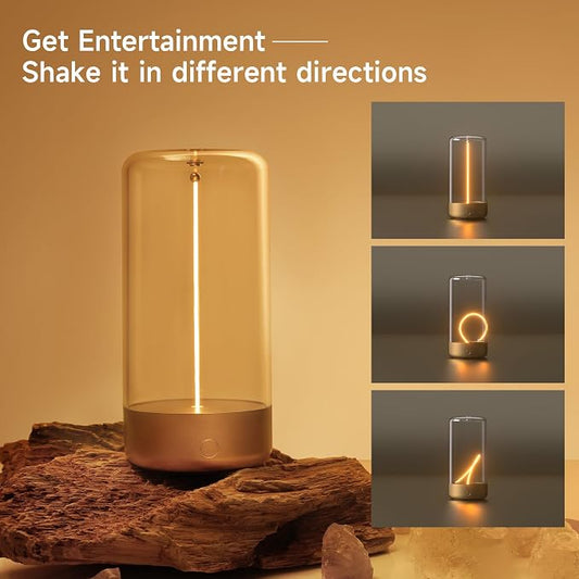 AUGE LIGHT Mini Minimalist Table Lamp Cordless Lamp Rechargeable Table Lamp Portable Nightstand Lamps Desk Lamps for Home Office Unique Ambient Light Mood Lighting for Desk Decor Beside (Golden)