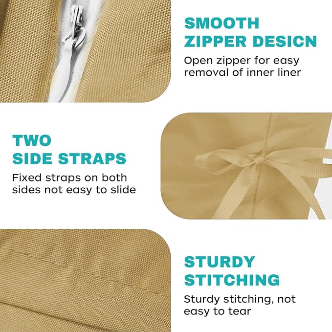 Egg Chair Cushion Replacement, Waterproof Thicken Hanging Egg Swing Chair Cushion for Outdoor Furniture, Wicker Rattan Hammock Basket Cushion with Headrest Pillow 47x31.5x4.7 inch(Khaki)