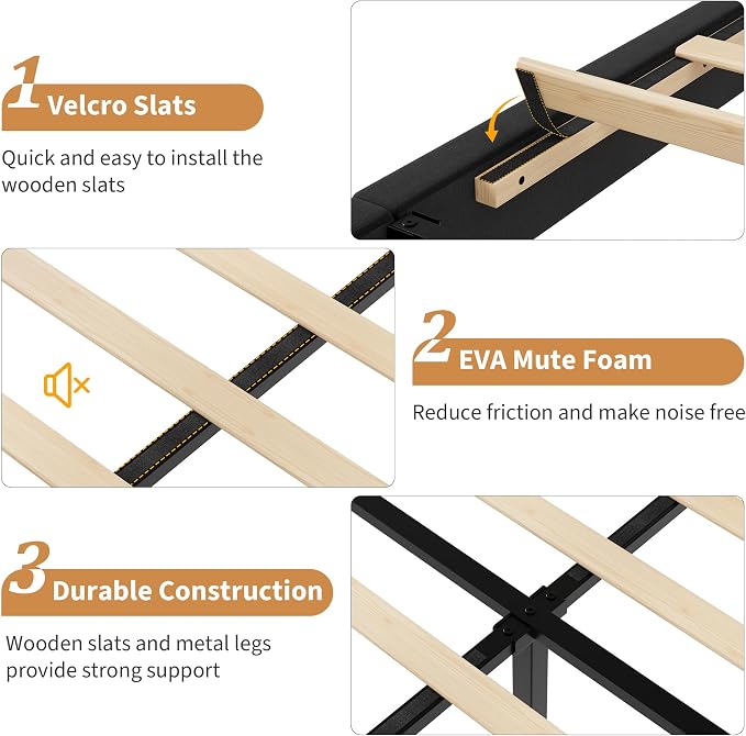 IDEALHOUSE King Bed Frame with Adjustable Headboard, Velvet Upholstered Platform King Size Bed Frame, Vertical Channel Tufted, Strong Wooden Slats, No Box Spring Needed, Easy Assembly, Black