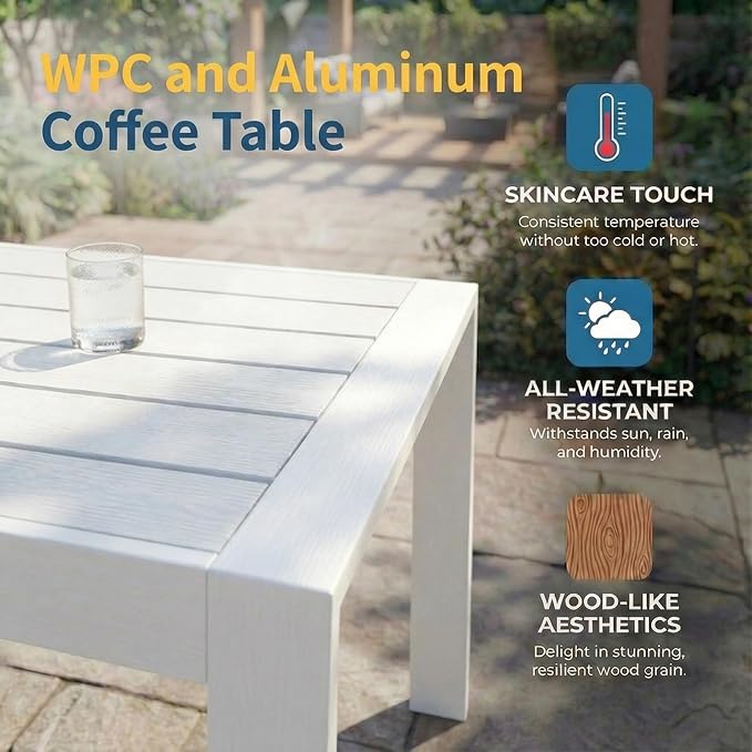 Solaste Aluminum Patio Furniture Set for All Weather, Oversized Metal Outdoor Furniture Set with 27.5" Deep Seating and 3.2" Wide Armrest, Outdoor Patio Sofa with 10" Back Suport Cushion