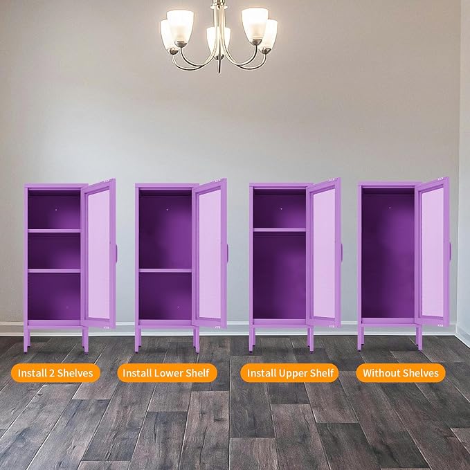 Slim Metal Storage Cabinet with Mesh Doors - 42'' Tall Narrow Organizer Tower, Compact Freestanding Cabinet, Versatile Utility Storage for Home, Office, Kitchen, Living Room, Durable and Modern Design