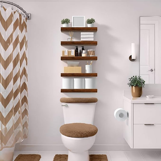 Sorbus Floating Shelves for Wall – 16 Inch Floating Shelf for Kitchen, Bedroom, Living Room, Bathroom, Home & Wall Decor - Mounted Bathroom Shelves with Invisible Brackets (Walnut, 4 Pack)