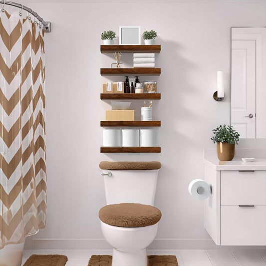 Sorbus Floating Shelves for Wall – 16 Inch Floating Shelf for Kitchen, Bedroom, Living Room, Bathroom, Home & Wall Decor - Mounted Bathroom Shelves with Invisible Brackets (Walnut, 3 Pack)