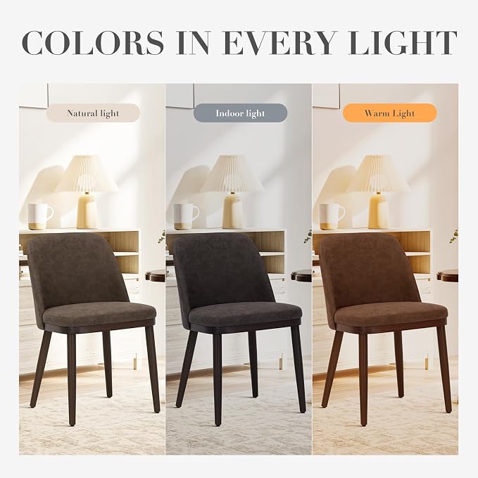 COLAMY Upholstered Dining Chairs Set of 4, Modern Kitchen Chairs with Back, Leather Side Dining Room Chairs with Wood Legs for Kitchen Dining Room Restaurant, Dark Brown