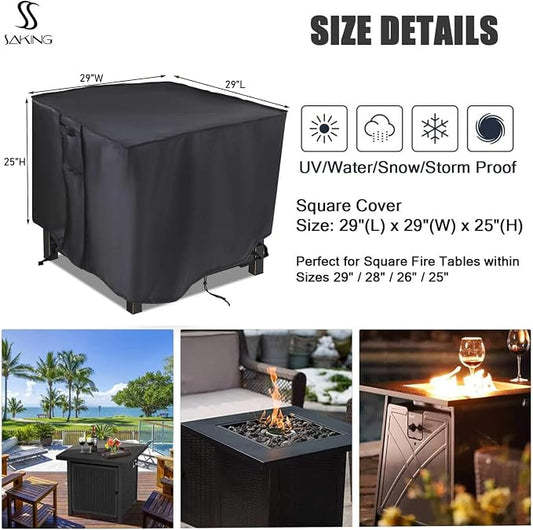 Saking Fire Pit Cover, 28 inch Firepit Covers Square Gas Fireplace Fire Pit Table Cover for Propane Fire Pit- 28 X 28 inch