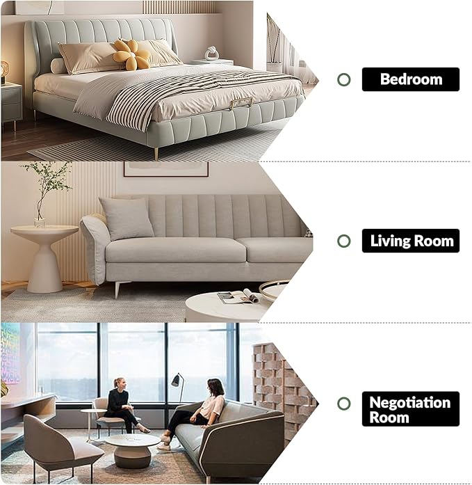 81" Genuine Leather Sofa, Classic 3-Seater Couchs with Wood Legs, Stylish & Comfortable Sofa for Living Room or Office, Easy Assembly and Maintain & Long-Lasting, Sage