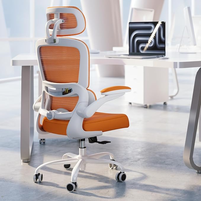 TRALT Office Chair Ergonomic Desk Chair, 330 LBS Home Mesh Office Desk Chairs with Wheels, Comfortable Gaming Chairs (1, Burnt Orange)