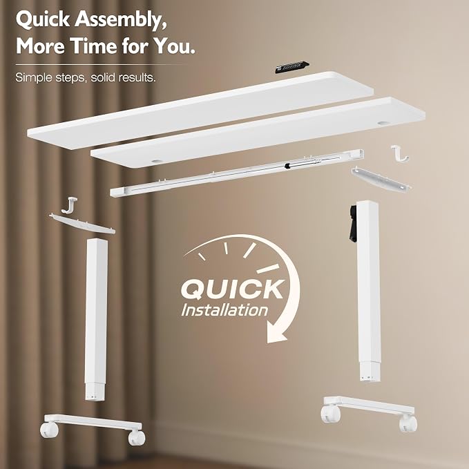 Monomi 59 inch Electric Standing Desk with Memory Preset, Adjustable Height Standing Desk for Home Office & Gaming, Large Computer Desk with Anti-Collision, White
