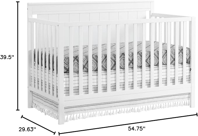 Oxford Baby Lazio 4-in-1 Convertible Baby Crib, Snow White, GreenGuard Gold Certified