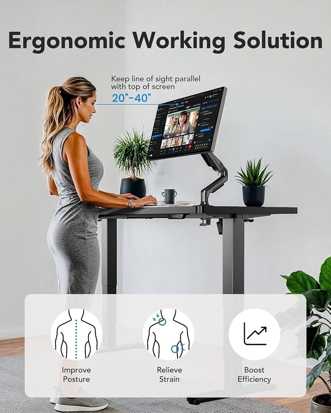 HUANUO 70x35 Inch 3-Stage Legs Electric Standing Desk, Large Height Adjustable Office Desk with Brushless Motor, Stand Up Desk with 4 Memory Presets & 2 Hooks, Computer Desk for Home Office, Black