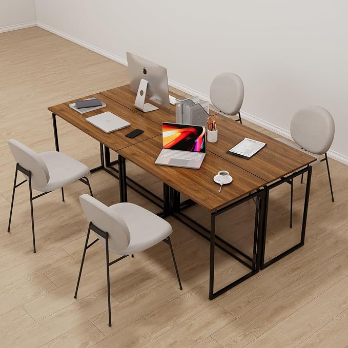 alawooder 31.5" Folding Desk: No Assembly, Wood Top for Small Spaces | Home office desk, holds 150 lbs, folds flat to 2.3 in, splash-proof wood top, sturdy metal frame