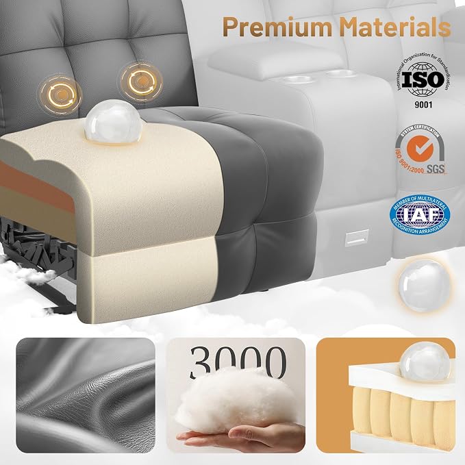 Loveseat Recliner Sofa, Home Theater Seating with Massage, Reclining Loveseats with Console, Wall Hugger RV Couch Movie Theater Chairs, RV Furniture Sofas with USB, Cup Holders, Drawer for Gaming Room