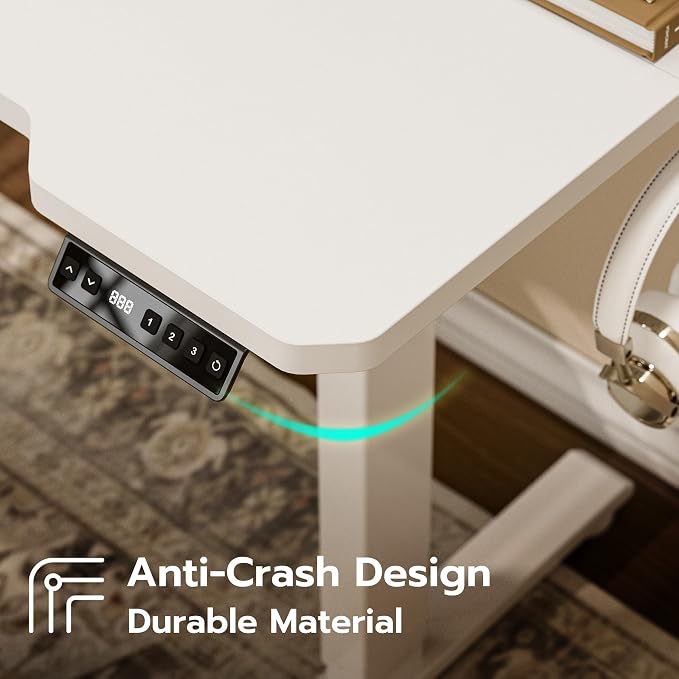 Acrolix L Shaped Electric Standing Desk - 59x40 Inch Reversible Corner Sit Stand Desk with Hook&Cup Holder,Electric Height Adjustable Table,for Home Office Gaming Computer Desk, White