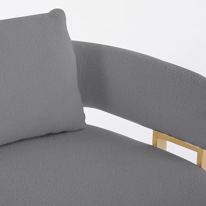 YISHENG Loveseat Sofa and 2 Accent Chairs Comfy Sofa Modern Accent Chairs for Living Room with Golden Legs Teddy Upholstered Reading Armchairs no Wheels for Reception Room//Bedroom/Lounge/Office,Grey