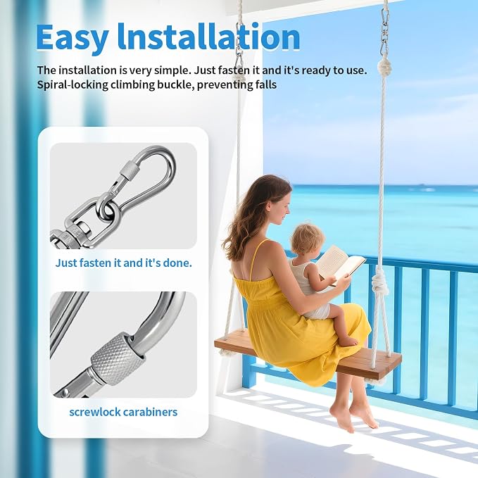 Aheucndg Heavy Duty Swivel Ring Double Ended Swivel Eye Hook, 304 Stainless Steel 1Pack Swivel Hooks + 2Pack Snap Hook, Easy Installation for Hanging Chair, Hammock, Boxing Bag, Gym M6