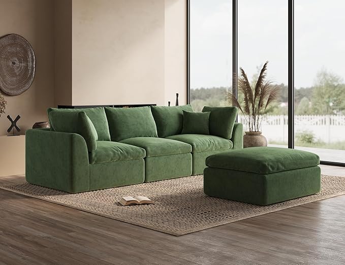 ohllob 78.9" Loveseat Sofa, Cloud Boneless Couches for Living Room, Modern Modular Sectional Sofa, Oversized, Green