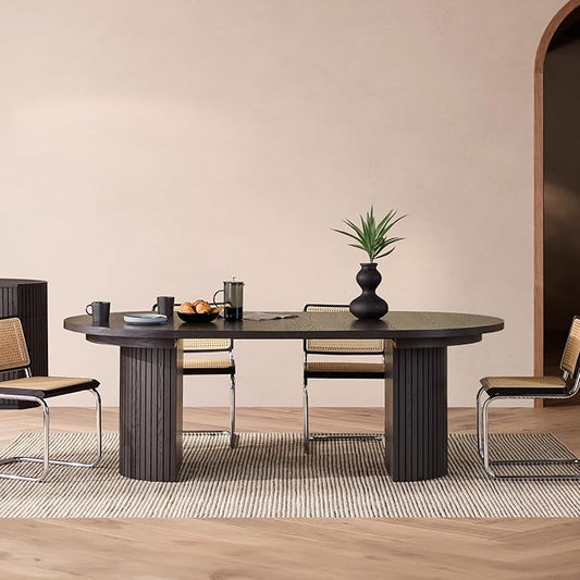 Transformer Table - Solid Wood Extendable Round Dining Table, Extendable Round Dining Table, Space-Saving Modern Furniture, Elegant and Functional Design, Black (Table Only)