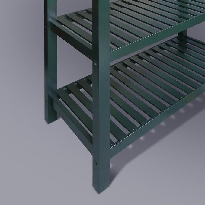 Kitchen Island with Solid Wood Top, Natural/Hunter Green