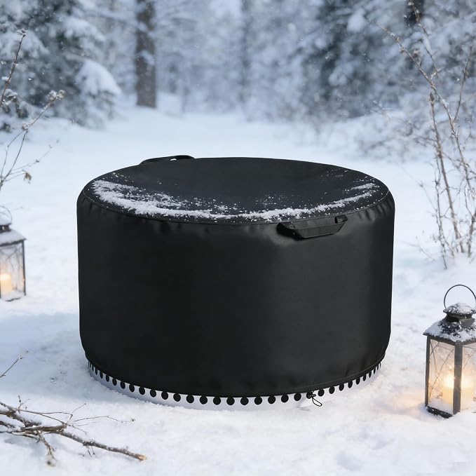 Chinchilla Round Fire Pit Cover for Solo Stove Bonfire 22 Inch - Waterproof 600D Oxford Fabric, Tear Resistant & All-Weather Protection for Smokeless, Gas, Table, or Bowl Fire Pits