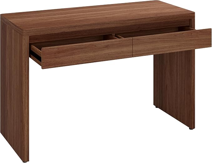 Henn&Hart 48" Modern Rectangular Wooden Home Office Desk Computer Desk Writing Table with 2 Storage Drawers for Home Office, Medium Walnut