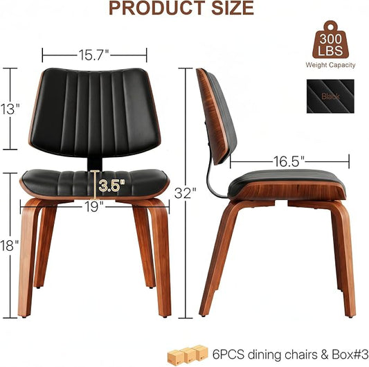 Armless Dining Chairs Set of 6, Walnut Black | Set of 6 premium armless chairs with ergonomic support and luxurious padding. Ideal for upscale dining rooms and entertaining