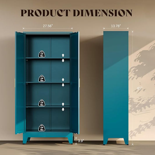 61" H Blue Free Standing Pantry Cabinet with Doors,Stand Alone Kitchen Pantry Cabinet,Farmhouse Food Storage Cabinets,Tall and Large Pantry Cabinets for Kitchen, Dining Room, Living Room