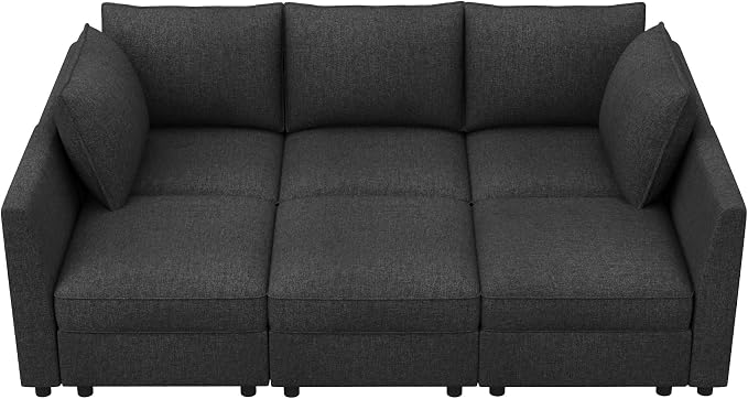 HONBAY Modular Sofa Sectional Sleeper Couch with Storage Modular Couch Convertible Couches for Living Room - Linen Grey
