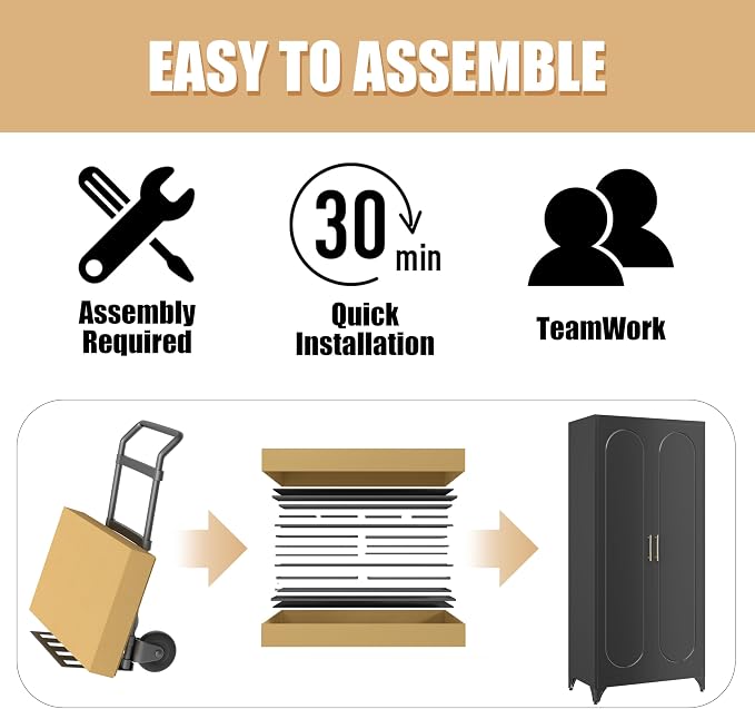 Armoire Wardrobe Closet, 71" Tall Metal Storage Cabinet with Hanging Rod and Adjustable Shelves, Clothes Wardrobe Cabinet, Black Armoires, Steel Closet for Bedroom, Bathroom, Office, School