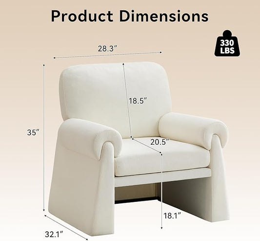 Oversized Accent Chair, Comfy Living Room Chairs, Single Sofa Chair with Thick Cushion and Armrests, Upholstered Arm Chair for Living Room, Modern Armchair, Reading Chair for Bedroom, Beige