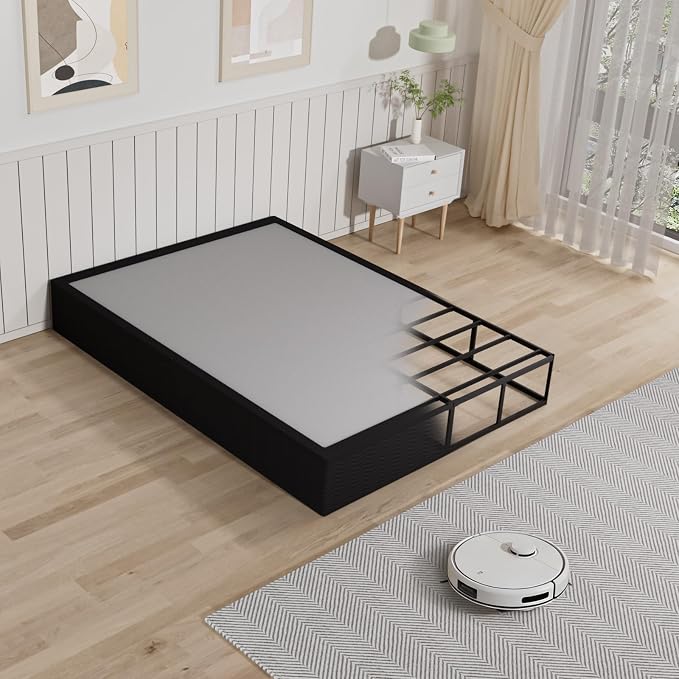 Tyndall 10 Inch Full Size Box Spring, Heavy Duty Metal Box Spring for Full Bed Mattress Foundation with Fabric Cover, Noise-Free, Non Slip, Easy Assembly