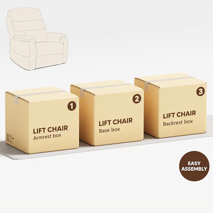 JIKFRIMA Power Lift Recliners Chairs for Elderly Adults Lay Flat Recliner with Heat & Massage, Wireless Charging Device, USB Ports, Cup Holder, Lumbar Pillow, 400Lbs (Velvet Fibric,Beige)