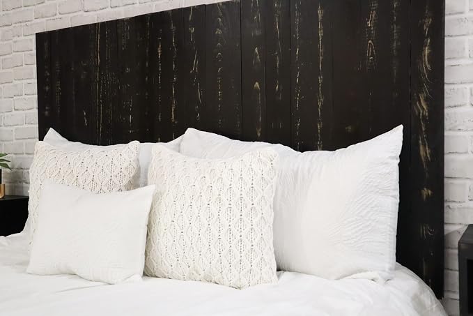 Barn Walls Black Headboard, Rustic Design Weathered, Solid Wood Headboard, Floating Panels, Wall Mount, Adjustable Height, Easy Assembly, Twin Size