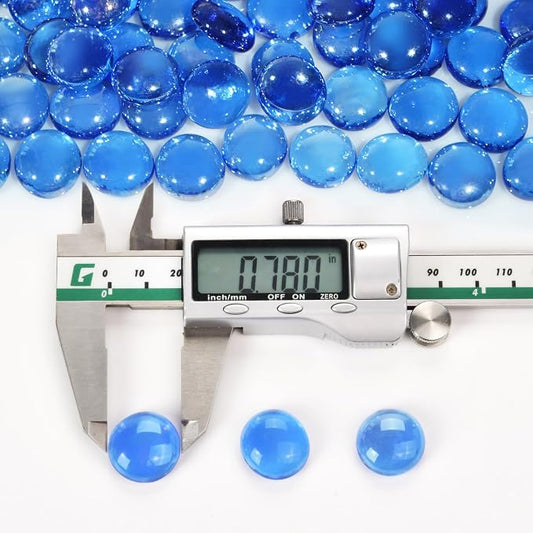 10 Pounds Fire Glass Beads,3/4 Inch High Luster Round Fire Glass for Gas Fireplace, Fire Pit Table,Landscaping, Caribbean Blue