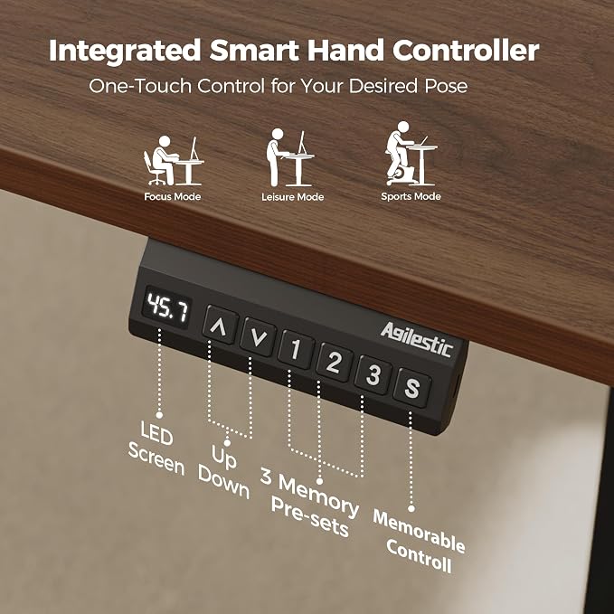 Agilestic 63 x 55 Inch L Shaped Standing Desk Adjustable Height, Corner Standing Desk, Sit Stand Up Computer Table, Splice Board, Dark Walnut