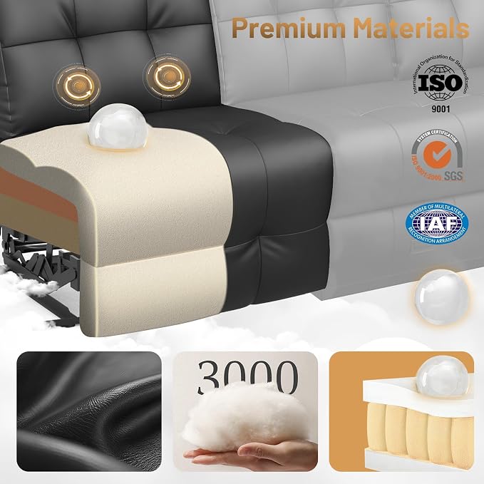 Loveseat Recliner Sofa, Home Theater Seating with Massage, 3 Seat Reclining Loveseats with Flip Backrest, Wall Hugger RV Couch Theater Chairs, RV Furniture Sofas with USB, Cup Holders for Gaming Room