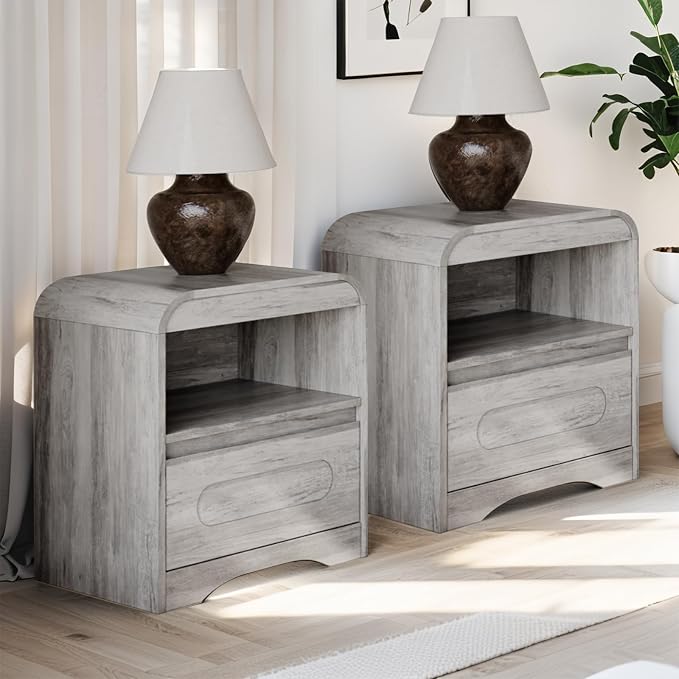 3 Piece Bedroom Set, Dresser and Nightstand Sets for Bedroom | Wood 6 Drawer Dresser & Night Stand Set of 2, Wide Chest of Drawers Modern Storage Cabinet Bedroom Furniture Set, Grey