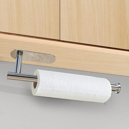 DEKAVA Under Cabinet Wall Mount Paper Towel Holder, Self-Adhesive Bar, Stainless Steel 13 inch (Bright Silver, 1)